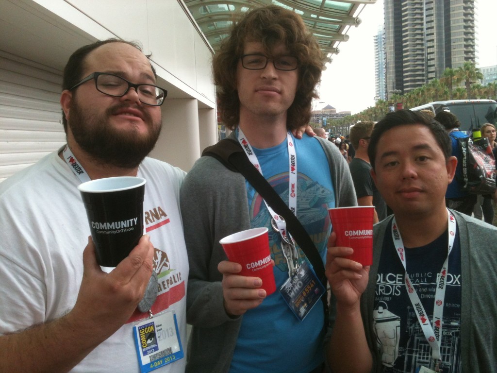 Agent Nate, Agent Patrick and Agent Justin raises a glass for freedom of Hall H.